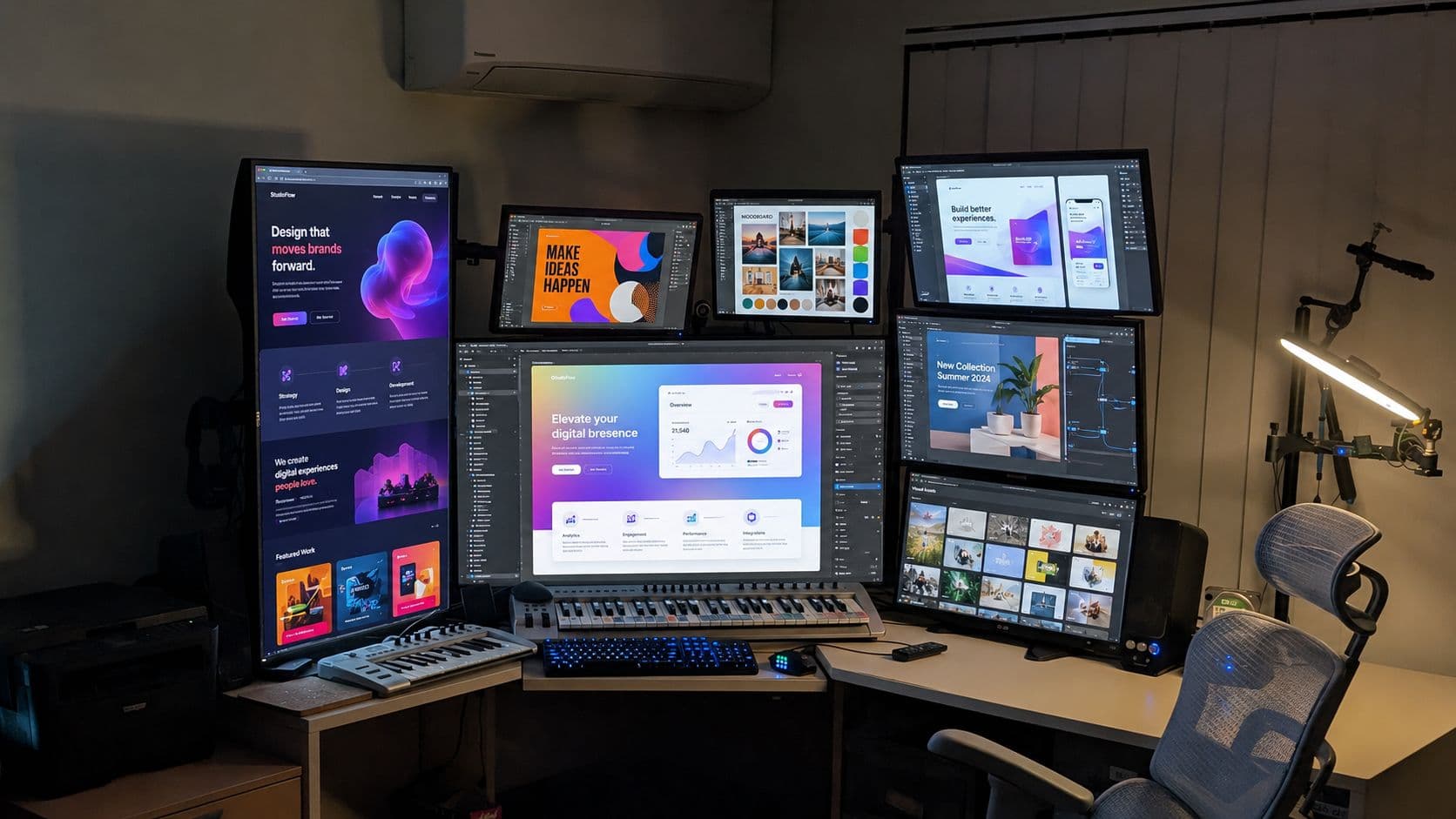 Multi-monitor creative design workstation